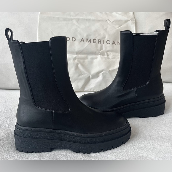 Good American Chelsea
Combat Boots Black Size 8 NIB Pull On Style - Picture 4 of 9